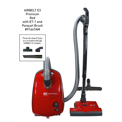 Sebo Airbelt E3 Premium with dual-control hande ET-1 and parquet brush in red